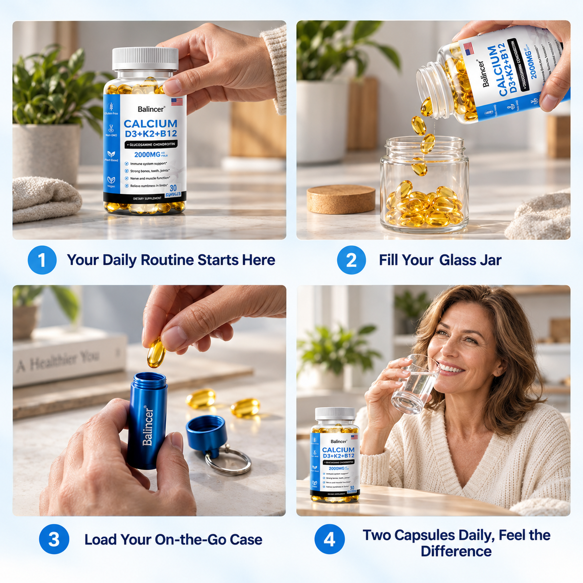 Calcium + D3 + K2 + B12 Capsules